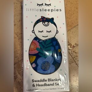 Little Sleepies Folk Floral Swaddle Blanket & Headband Set
